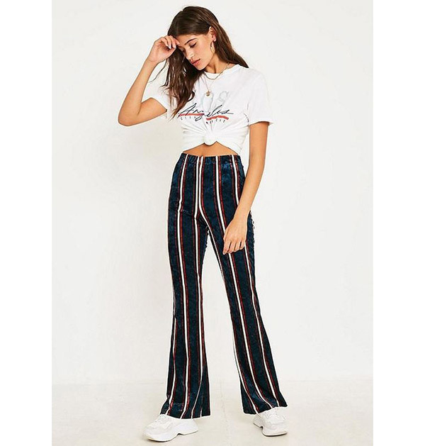 Striped Flare Pants Outfits