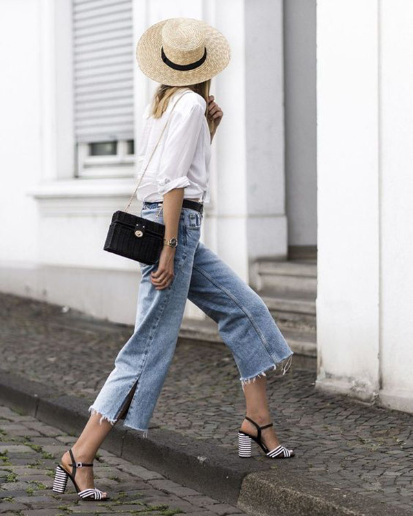 Wide Leg Cropped Jeans Outfits