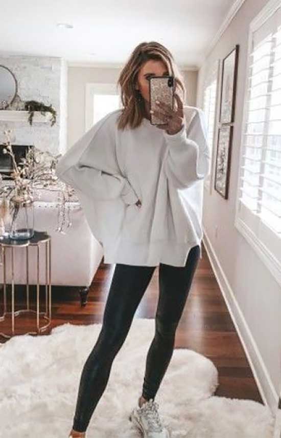 Cute Outfits with Oversized Crewneck Sweaters-15