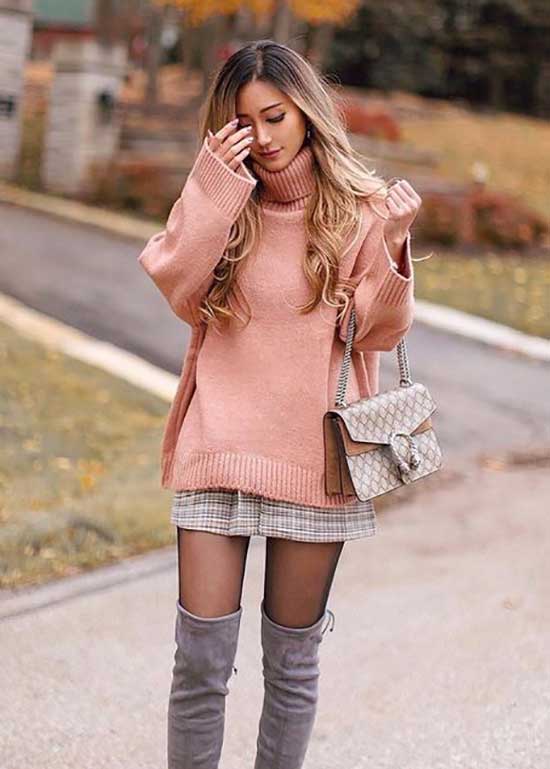 Cute Outfits with Oversized Pink Sweaters-27